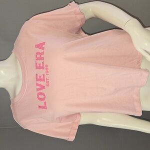 Love Peace & Lazy Days Love Era 1989 Rhinestone Oversized Crop Tee Size M